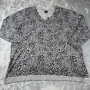 Apt 9 Sweater Womens Plus 3X Long Sleeve V-neck Animal Print New NWT